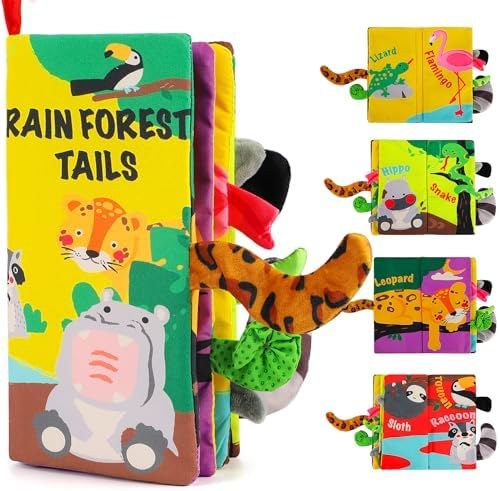 beiens Baby Tail Cloth Book, Rain Forest Tails
