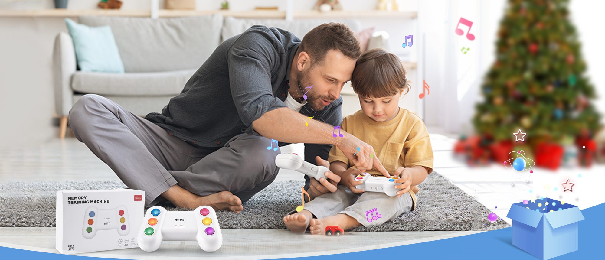 Parent and children playing with beiens early learning toys